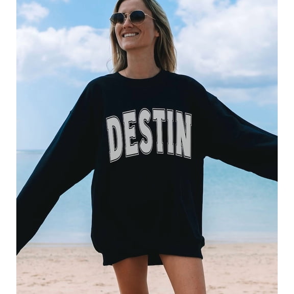 Destin Sweatshirt, Trendy Varsity Sweatshirt, Aesthetic College Crewneck, Oversized Minimalist Sweater, Destin Bachelorette Shirt Tshirt All Size S-5XL