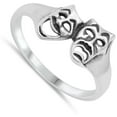 thumbnail image 4 of Comedy Tragedy Face Mask Smile Cry Ring .925 Sterling Silver Band Jewelry Female Male Unisex Size 9, 4 of 4
