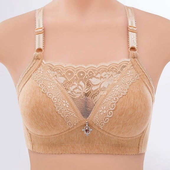 WCJM Women'S Cotton Beige Nylon Underwear High Support Bras For Women Adjustable Strap Full Coverage Up Bras Comfortable No Underwire Wireless Bras