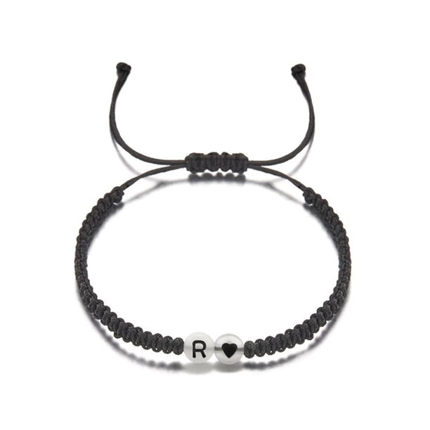 EZLIFE LZYWOD Pulsera de la amistad trenzada con 26 letras tejidas a mano que brillan en la oscuridad para mujer y hombre C3X5