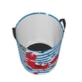 thumbnail image 3 of Kll Red Funny Crab On Blue Stripe Waterproof Foldable Laundry Hamper Bucket With Handles For Storage Bin,Kids Room,Home Organizer (Small), 3 of 8
