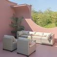 thumbnail image 3 of 7-Piece Outdoor Patio Furniture Set, All-Weather Conversation Sectional Sofa with Water-Resistant Khaki Cushions and Storage Table., 3 of 5