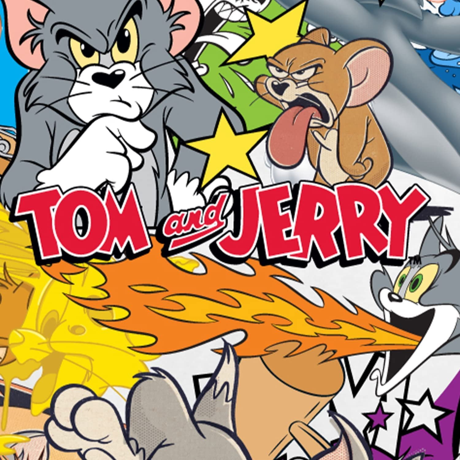 Mens Tom & Jerry Battle Hoodie - Classic Hanna-Barbera Long Sleeve