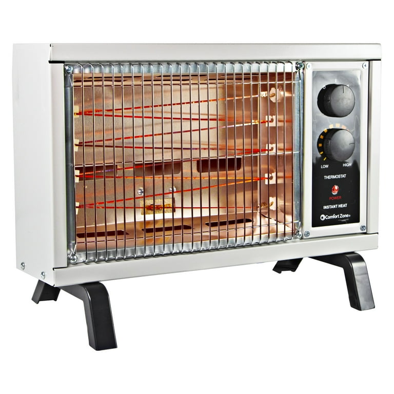 Comfort Zone 1,500-Watt Portable Electric Indoor Radiant Wire Element Space  Heater with Adjustable Temperature for the Home, Patio, or Office, Up to 1000  Square Feet, White - Walmart.com