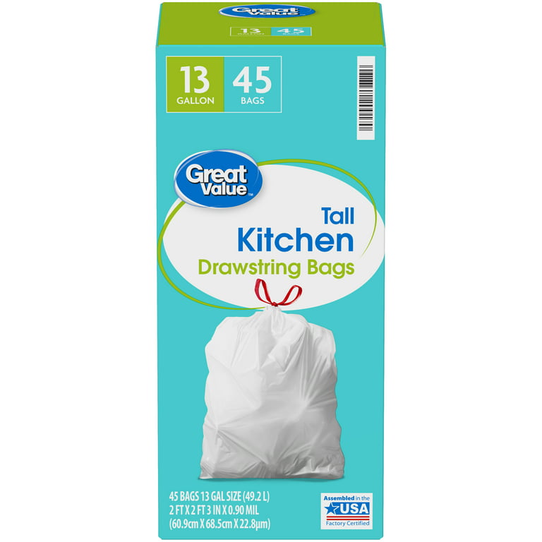 Signature SELECT Tall Kitchen Bags With Handle Tie 13 Gallon - 45 Count