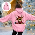 thumbnail image 4 of larppty Christmas Sweatshirts for Women Reindeer Graphic Oversized Fleece Hoodies Xmas Holiday Sweater with Pocket (Pink, L), 4 of 8