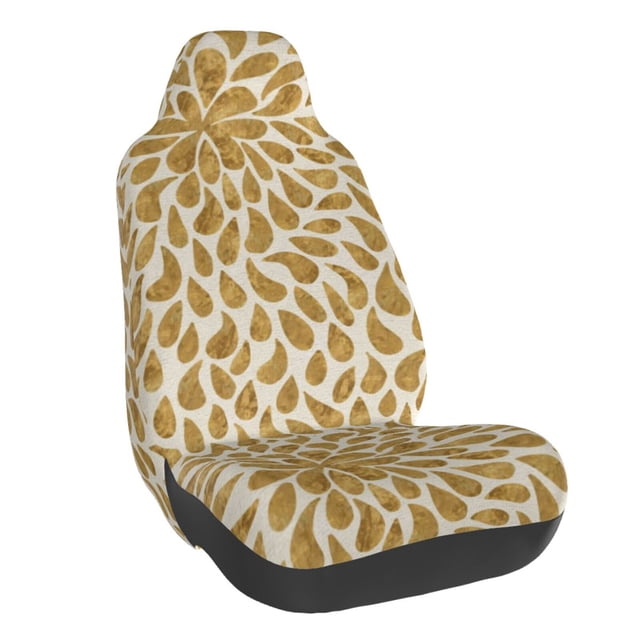 Wukai Gold Drops Full Set Car Seat Covers with Soft Padding Universal Auto Front Seats Protector and Cushion Mat