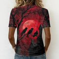 thumbnail image 5 of DORKASM Halloween Women's Shirts V Neck Spooky Comfy T Shirt Short Sleeve Ghost Graphic Skeleton 2026 Tshirt Funny Print Vacation Loose Shirt Red L, 5 of 5