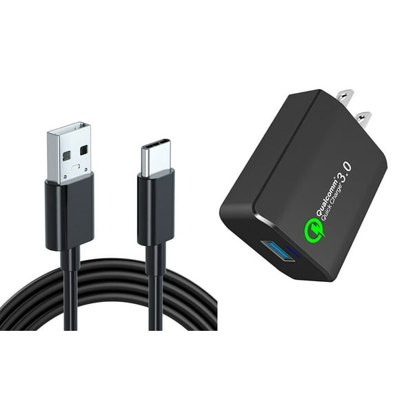 18W Fast Home Charger for Motorola Moto G Play (2024) - 6ft USB Cable Type-C Quick Charge Travel Wall Power P2B for Moto G Play (2024)