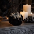 thumbnail image 4 of 3.9 Inch Black Flocked Velvet Pumpkin Halloween Decoration Rhinestone Accent Artificial Tabletop Centerpiece Ornament Fall Home Decor Set, 4 of 7