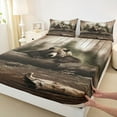 thumbnail image 4 of Feelyou Jungle Bear Wildlife Twin Sheet Sets, Western Rustic Cabin Twin Fitted Sheet, Wooden Plank Flat Sheet, Ultra Soft Bedroom Decor, 3pcs, 4 of 8