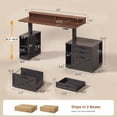 thumbnail image 2 of 55" Farmhouse Electric Standing Desk with 3 Drawers and Storage Shelves, Height Adjustable Computer Desk for Home Office, Study Writing Table, 2 of 7