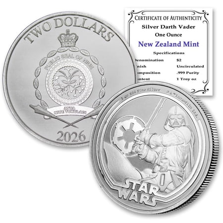 Niue 2026 $2 Silver Star Wars Darth Vader Coin Brilliant Uncirculated