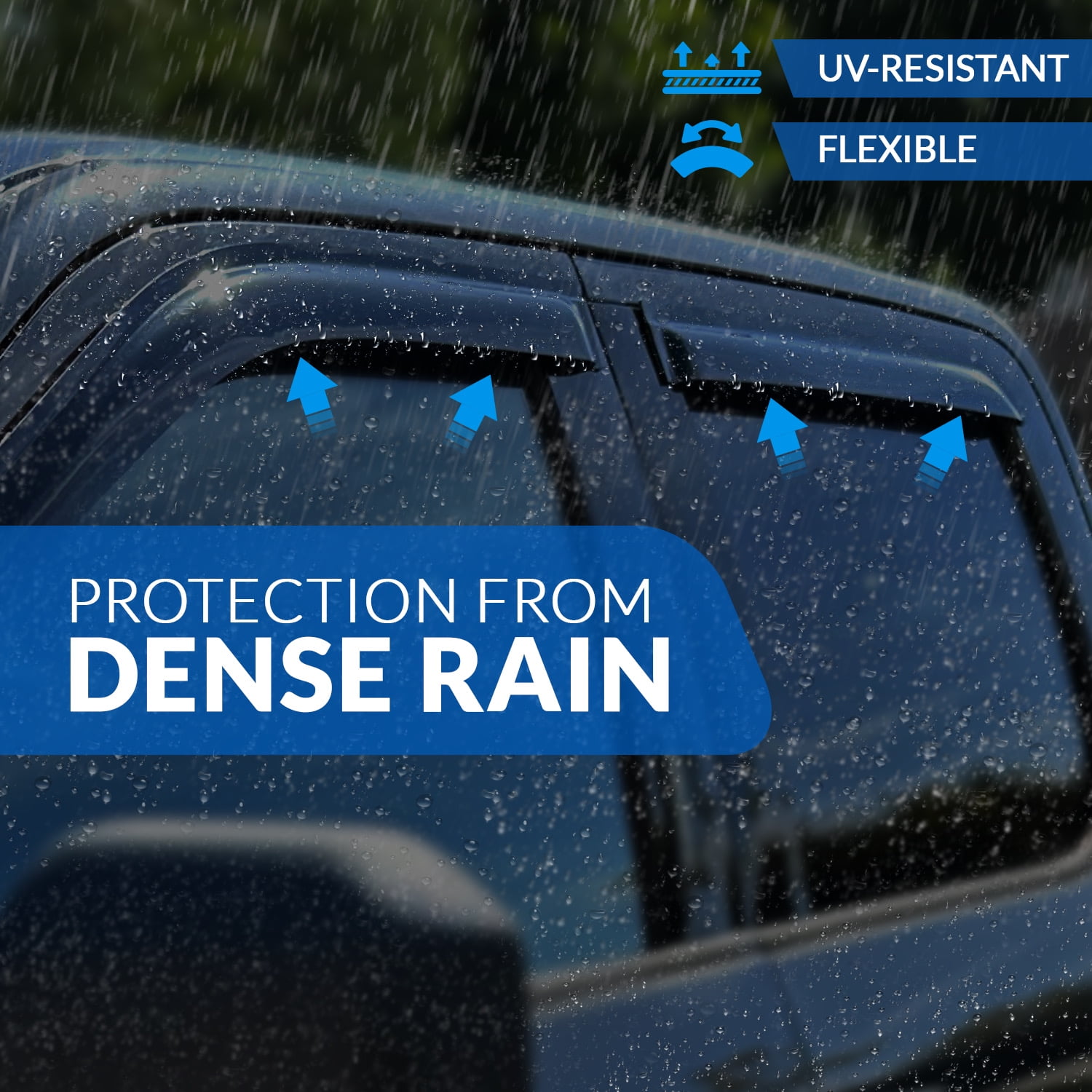 Tuningpros WD2-267i In-Channel Window Visor Deflector Rain Guard Dark Smoke 4 Pcs Set For 2006-2010 Jeep Commander