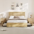 thumbnail image 3 of Full Bed Frame with Natural Rattan Headboard, 4 Drawers, Sturdy Metal Base, Boho-Style Cane Support, No Box Spring Required, Wood Metal Platform Beds, Noise Free, No Box Spring Needed, 3 of 8