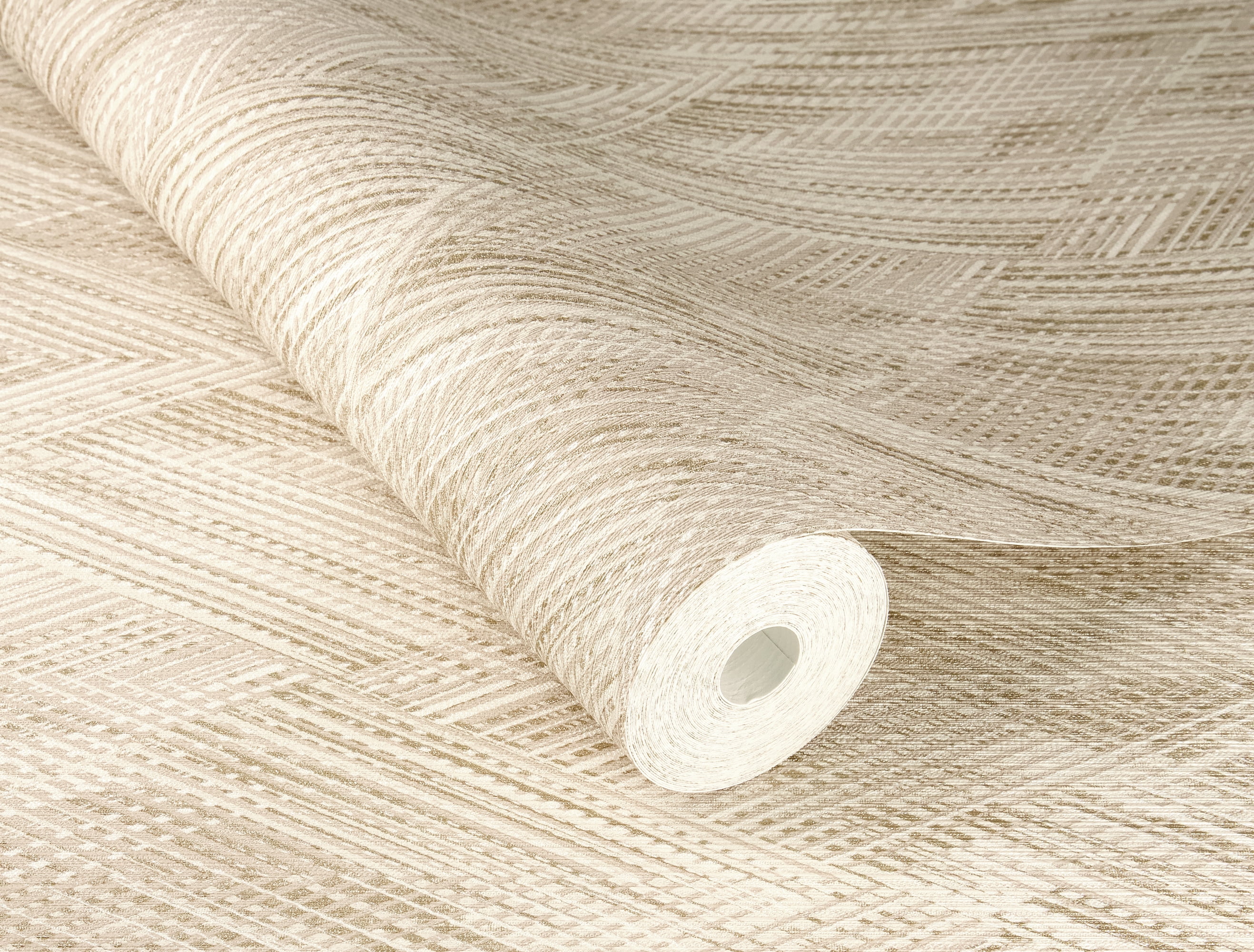 Beige Playful Textured Geometric Wallpaper