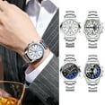 thumbnail image 2 of comerut Men Watch Round Dial Steel Strap Elegant Minimalist Business Casual Quartz Wrist Watch Fashion Jewelry Birthday Christmas Gift, 2 of 8
