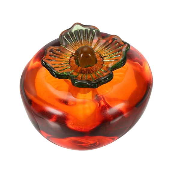 Crystal Persimmon Ornaments, 2.0" Artificial Crystal Fruit Figurine, Orange