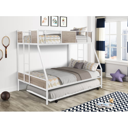 Twin Over Full Metal Bunk Bed With, Metal Frame Twin Bunk Bed With Trundle