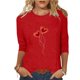 thumbnail image 2 of Xuyuer Women's Casual Daily Round Neck Three-Quarter Sleeve Loose T-Shirt, Comfortable 3/4 Sleeve Top for Spring Summer Everyday Fashion and Relaxed Weekend Wear, 2 of 5