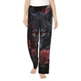 thumbnail image 1 of Fotbe Rose Full Moon Black Wolf Pantalones de Pijama para Mujer, Pantalones de Dormir, Pantalones Pj con Cordón y Bolsillos-Small, 1 of 6