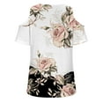 thumbnail image 3 of Fesfesfes Tshirts Women Tops Summer T-Shirt Cold Shoulder Sleeve Pullover Blouse Loose Comfy Tops V-Neck Printed Tops Women Short Sleeve Workout Tops 12(XXL), 3 of 4