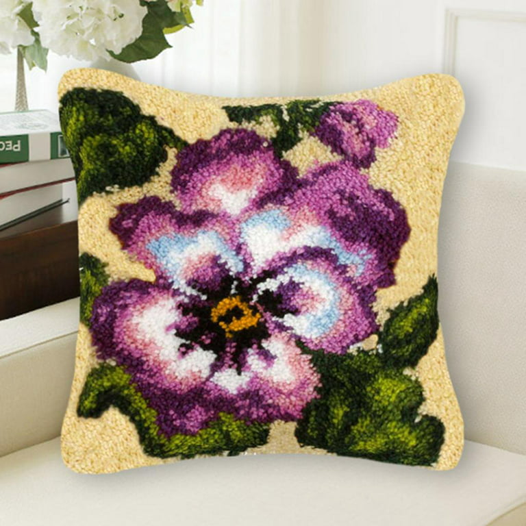 Flower Pattern Latch Hook Kits Pillow Case Cushion Cover 17x17'' - Flower 6  