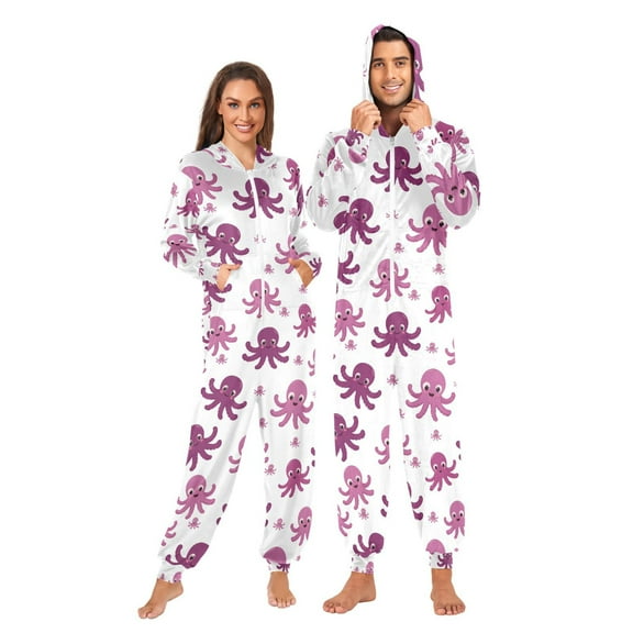 joogoo Cute Octopus Cartoon Unisex Adults Onesies Pajamas Jumpsuits L