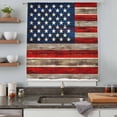 thumbnail image 5 of Vintage American Flag Sheer Curtains 72 Inches Long, Blue Star Red Striped Wooden Light Filering Curtains, Breathable Simi Curtain Privacy Drapes for Living Room Bedroom Lightweight Window Treatment, 5 of 9