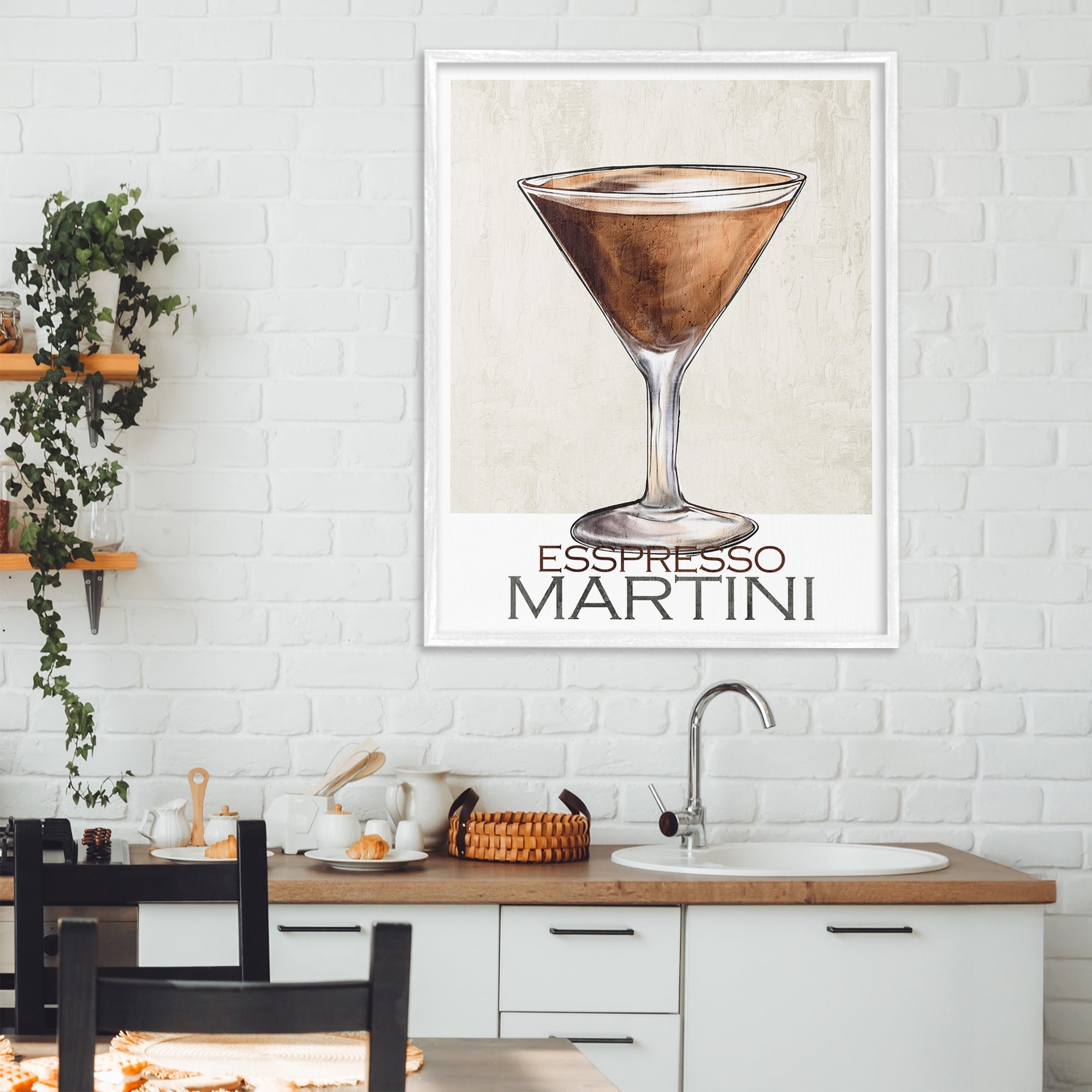 Stupell Industries Sophisticated Espresso Martini White Framed Giclee Art, design by Kim Allen