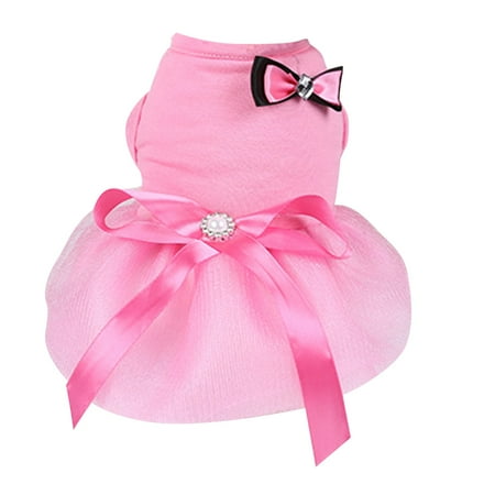 Dog Princess Dress for Small Dogs Cat Bow Dress, Denbek Adorable Pet Skirt with Ribbon and Bow, Spring/Summer Shirt/Vest for Puppies, Small Dogs, & Cats