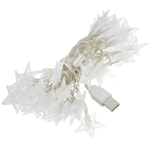 WHAMVOX LED String Lights with Star Shaped Bulbs for Christmas Decor Warm White USB Powered ABS Material