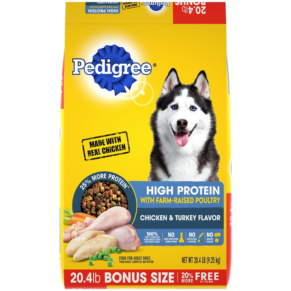 PEDIGREE High Protein Adult Dry Dog Food Chicken and Turkey Flavor, 20.
