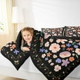 thumbnail image 4 of Manfei Black Pink Flower Bedding Comforter Set, Rustic Farmhouse Floral Twin Comforter Sets, Cherry Blossoms Reversible Bedding Set, Lightweight Room Decor, 2pcs, 4 of 8