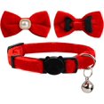 thumbnail image 2 of Cat Dog Collar with Bow Tie Faux Pearl Ornament Velvet Solid Color Bell Safety Kitten Puppy Pet Wedding Party Halloween Xmas Festive, 2 of 8