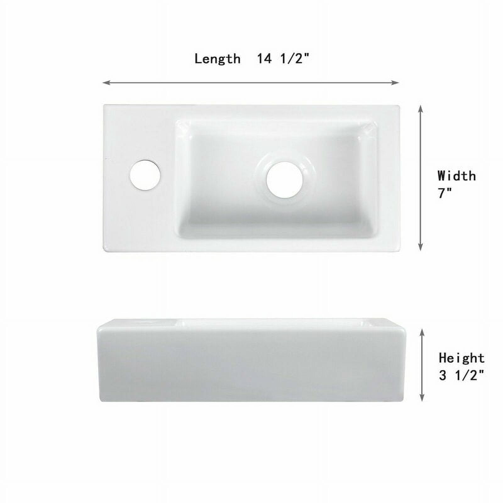 DeerValley Ceramic Rectangular 7'' Wall Mount Sink for Bathroom,White ,DV-1V081L