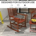 thumbnail image 4 of Outdoor Rocking Chair Set of 2 with Side Table, Patio Wooden Rocking Chair with Smooth Armrests, High Back for Garden, Balcony, Porch, Supports Up to 352 lbs., Wine Red, 4 of 9