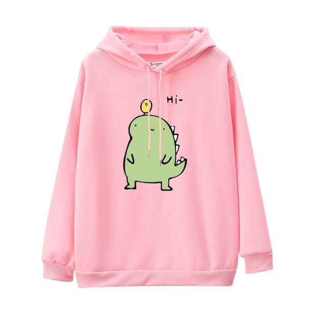 Sudadera Mujer Gibobby Moda Fabricante Chino Color Block Manga Larga Casual Pequeño Dinosaurio Estampado Rosa M