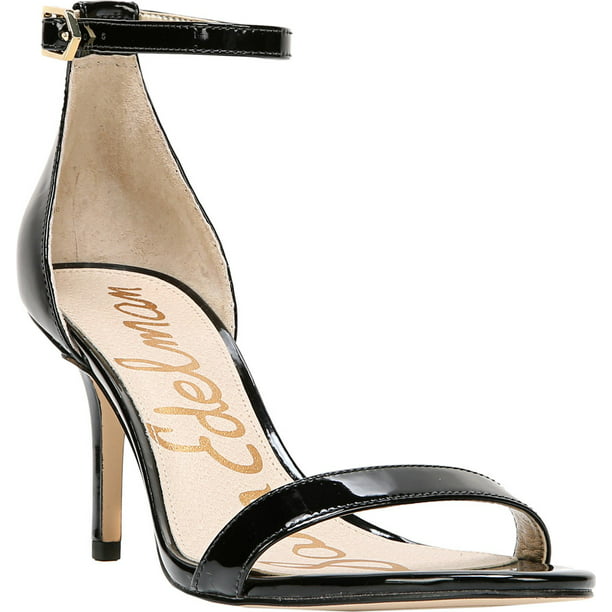 Women's Sam Edelman Patti Ankle Strap Sandal Black Patent Synthetic  M -  