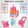 thumbnail image 3 of Vaso más frío con asa y tapa con pajita | Taza de viaje con botella de agua de acero inoxidable reutilizable aislada con 3 tapas | Regalos para mujeres él ella | Colección ilimitada (36 oz, vibracione, 3 of 5