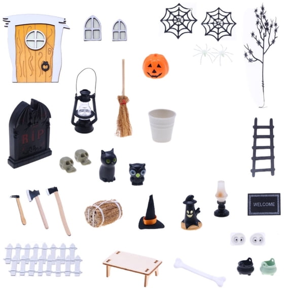 YHWJZYF Dollhouse Halloween Miniature Scene Decoration Ornament Toy Ghost Festival Night Light Accessories Shooting Props