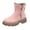 Pink, variant on Womens Suede Mid Calf Winter Boots Side Zipper Platform Lug Sole Snow Booties Fleece Lined Warm Fashion Boots for Fall Winter Daily Wear,Black 9