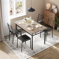 thumbnail image 2 of YUSAZENS 5 Piece Dining Set, Metal Frame Table & 4 Chairs, Compact Dinette Set for Kitchen Dining Room Small Apartment Gray, 2 of 8