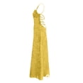 thumbnail image 5 of jtjvou Women's Spaghetti Strap Dress Floral Lace Maxi Dress Square Neck Backless A-Line Elegant Formal Gown for Prom Yellow XS, 5 of 8