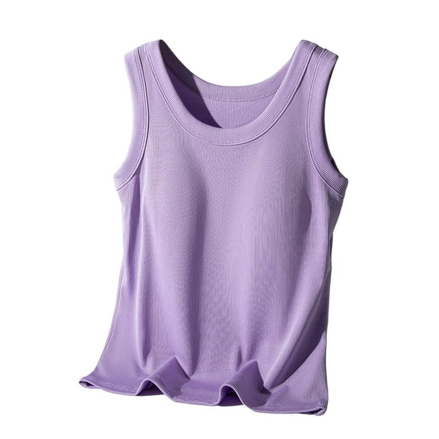 Lixiuxyad Débardeurs pour Femmes Col Rond Sans Manches Tricoté Côtelé Ajusté Décontracté Crop Top