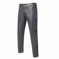thumbnail image 2 of fartey Men Plus Size Leather Pants Trendy Business Slim Fit Motorbike Trousers with Pockets Zipper Button Straight Leg Pant, 2 of 4