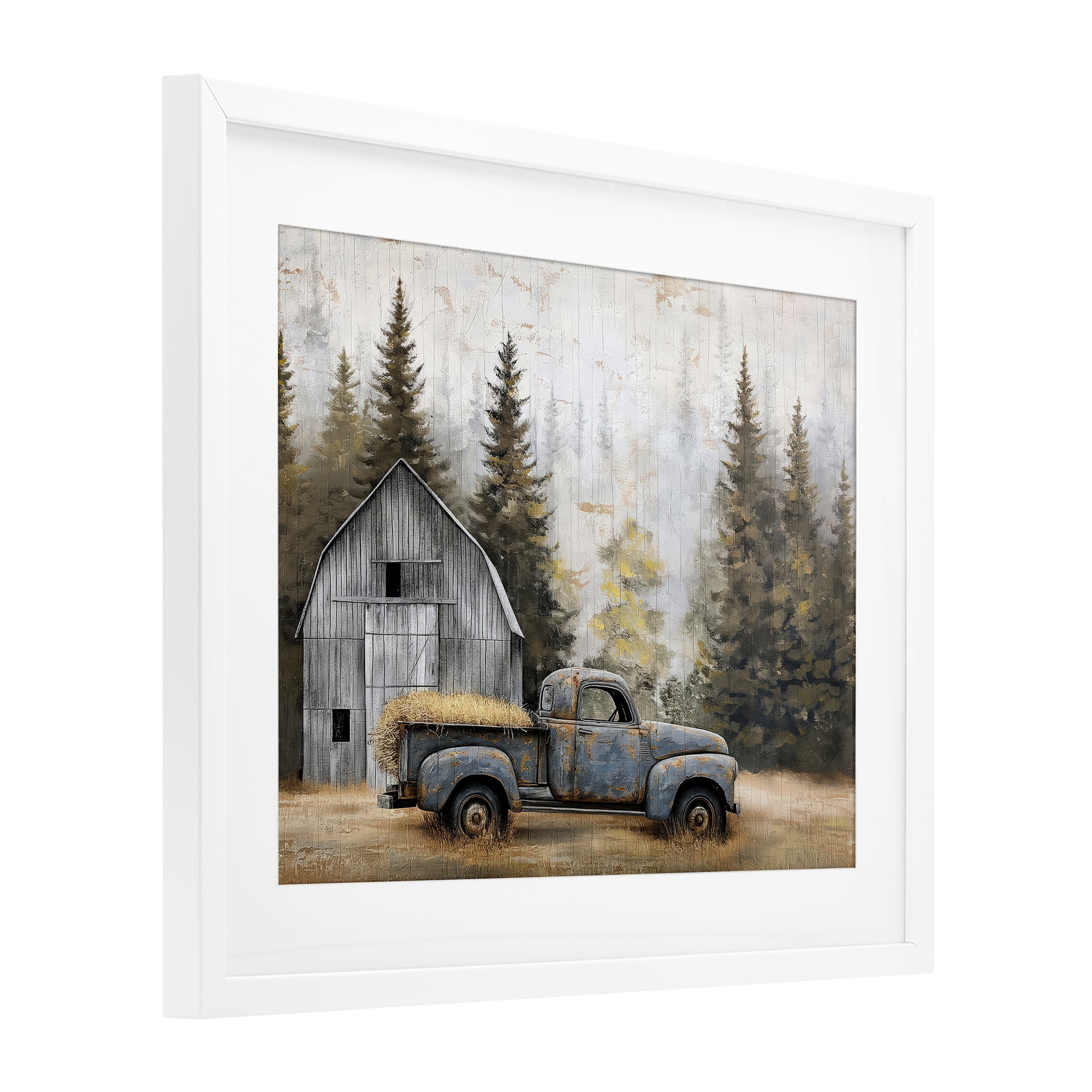 Stupell Industries Autumn Barn & Pine Forest White Framed Print Under Glass, design by Imagine It Images
