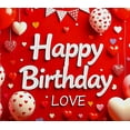 thumbnail image 4 of Red Love Themed Happy Birthday Banner with Heart Balloons and Decorations Background Backdrop Party Supplies Photography Props Birthday Decoration Birthday Party Decorations, 4 of 8