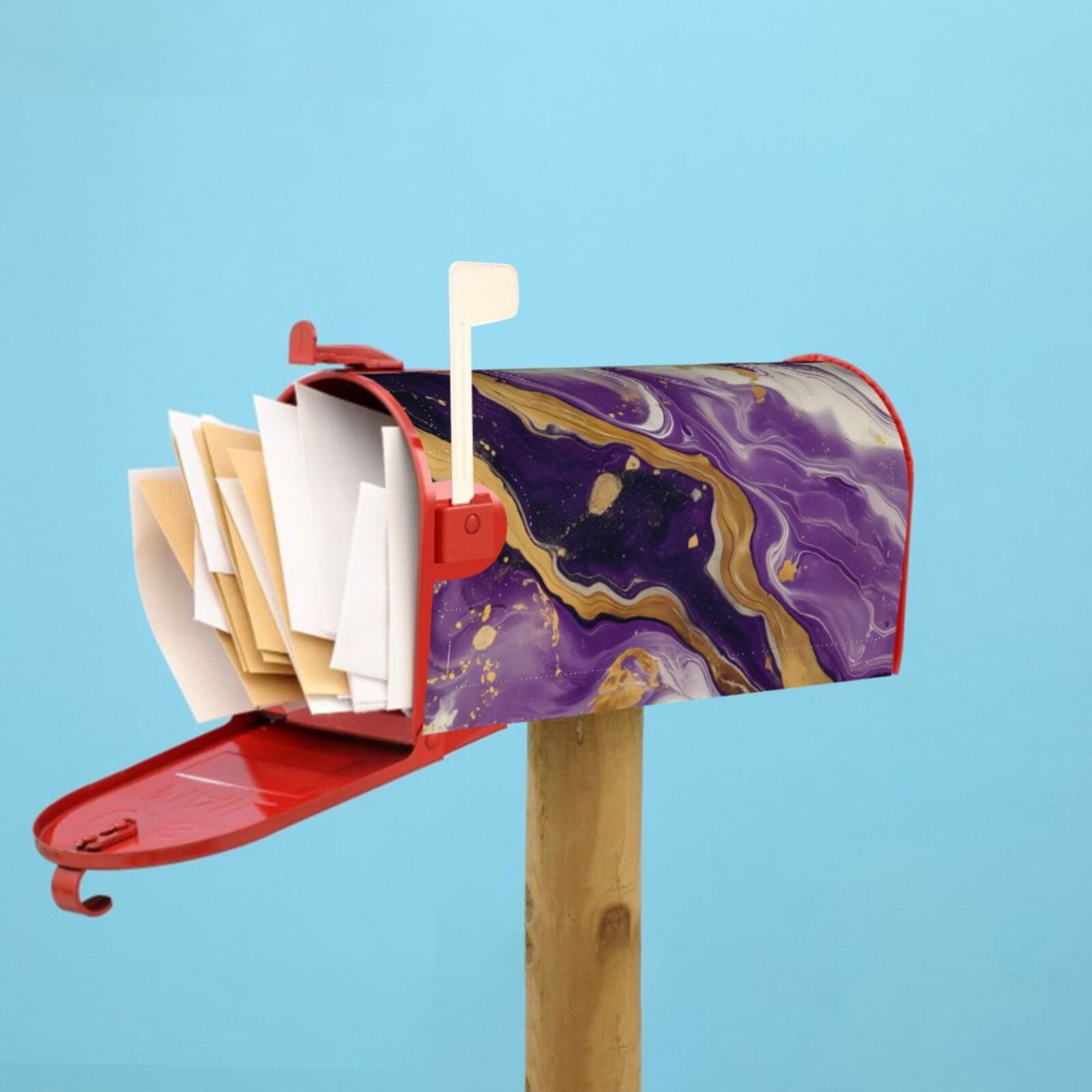 Naloa Purple Gold Marble Swirls Mailbox Covers Magnetic Post Box Cover Post Letter Box Cover Garden Decor-21x18 in