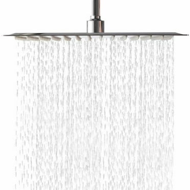 12 Inch Rainfall Shower Head Solid Square Ultra Thin Chrome Top Sprayer